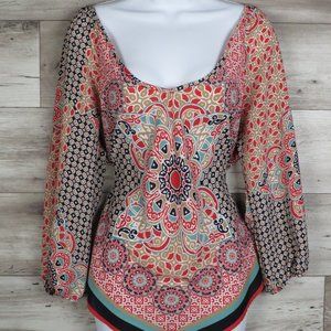 Heart‎ Soul* Women's 3/4 Sleeve V-Neck Pointed Hem Pullover Blouse~ Size X-Large